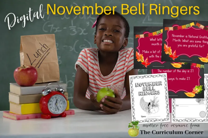 Download this free set of Digital November Bell Ringers to add to your morning welcome collection this fall.