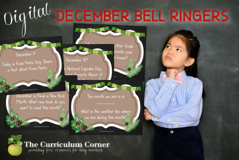 You can download this free set of Digital December Bell Ringers to add to your morning entry routine during December.