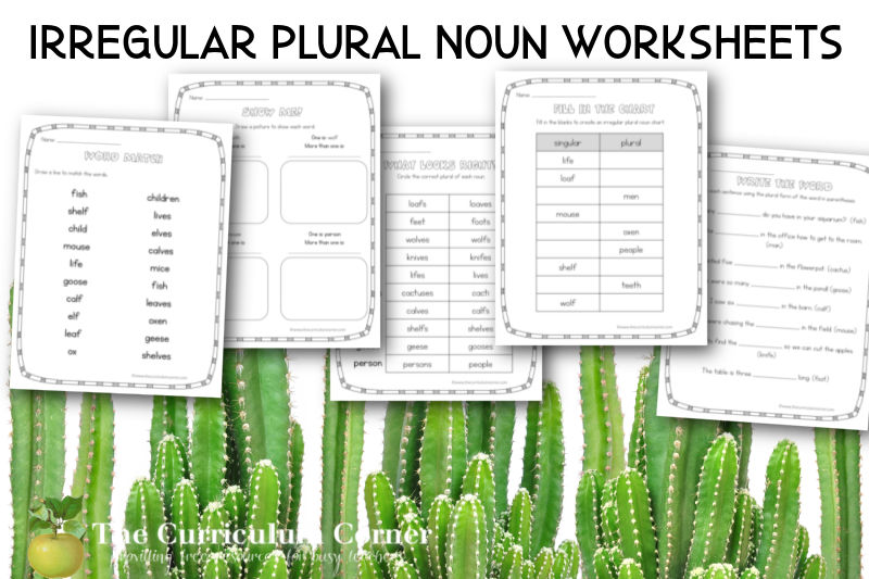 irregular plural noun worksheets the curriculum corner 123