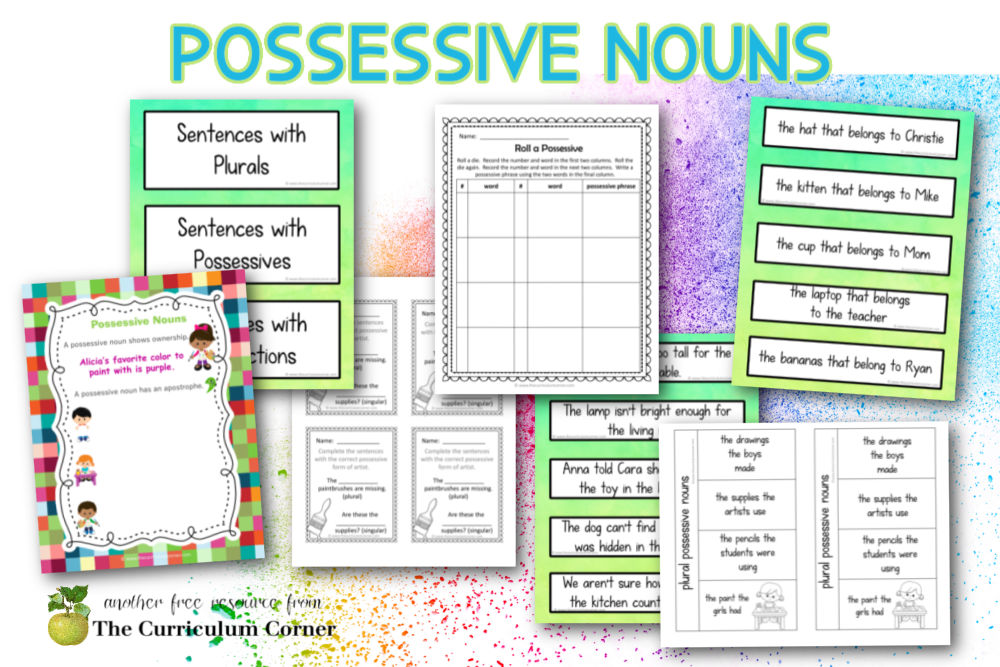 Help children learn about and practice forming possessive nouns with this free collection of language printables. 