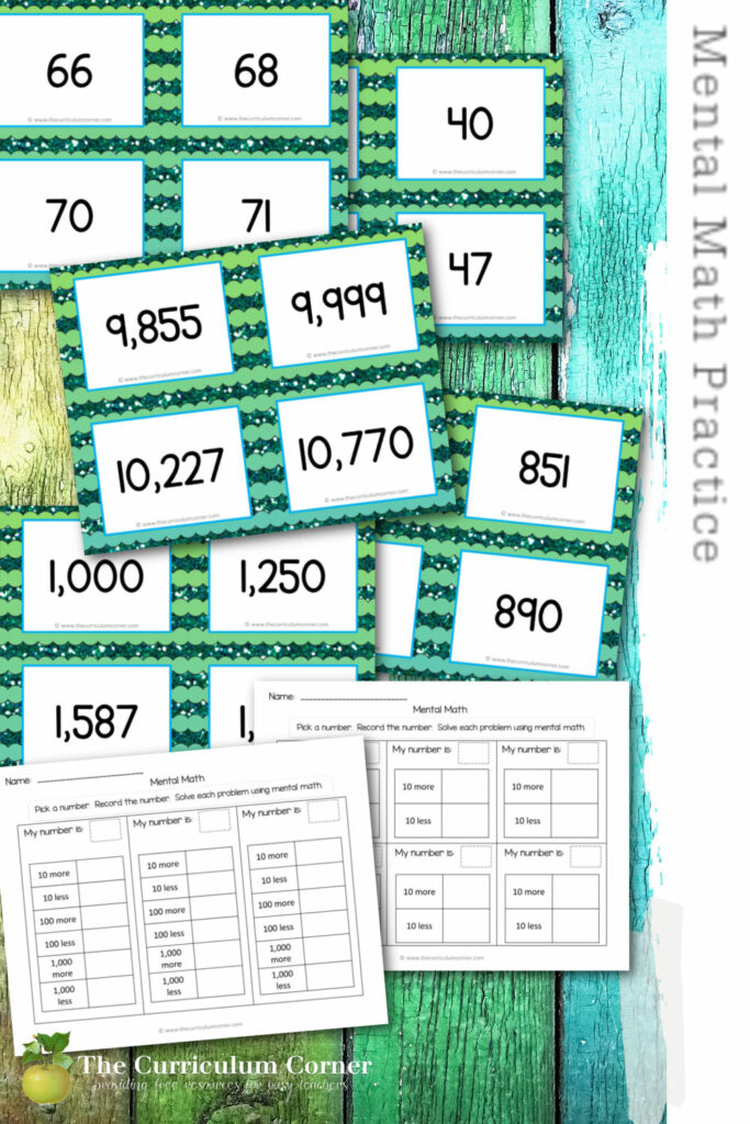 This mental math practice can be used as a center in your second grade classroom. Free from The Curriculum Corner.
