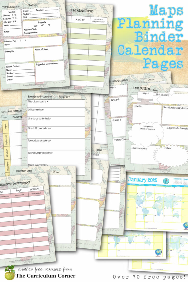 Map Teacher Planning Binder - The Curriculum Corner 123