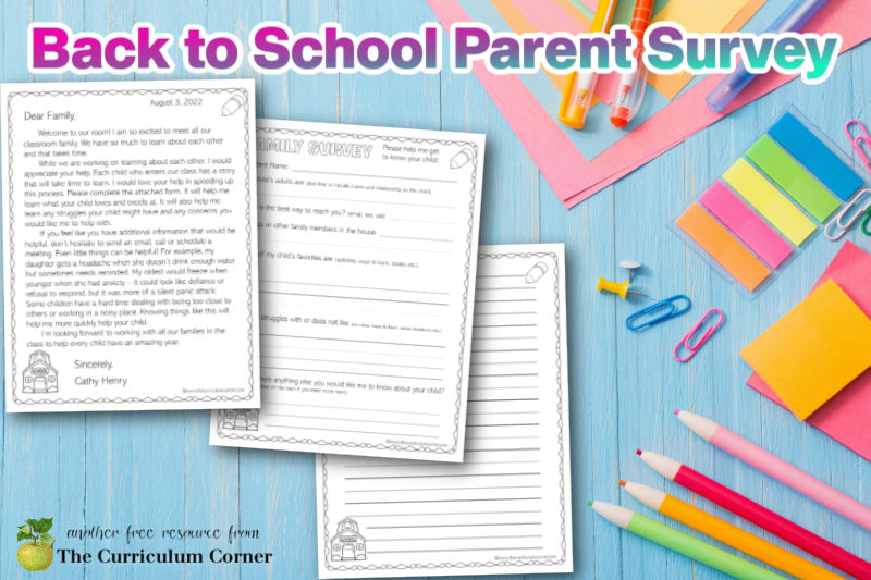 Parent Survey The Curriculum Corner 123