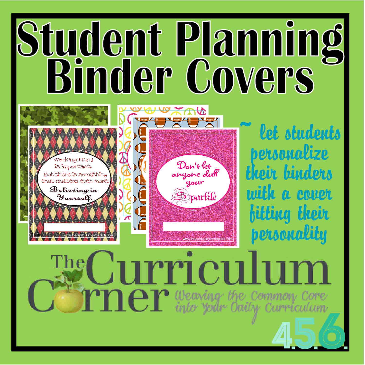 student binder covers the curriculum corner 4 5 6 student binder cover templates