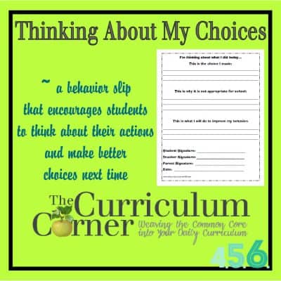 Thinking About My Choices Take-Home Slip
