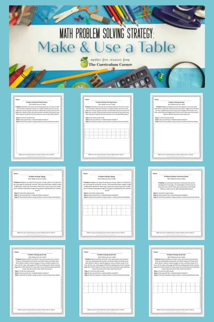 make a table strategy in problem solving