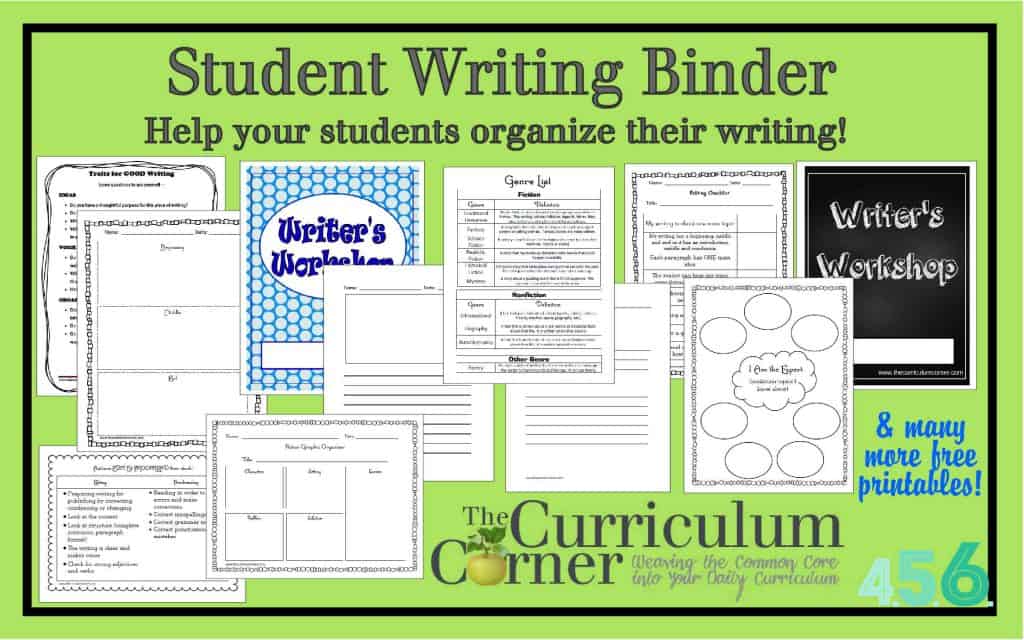FREE Student Writing Binder by The Curriculum Corner