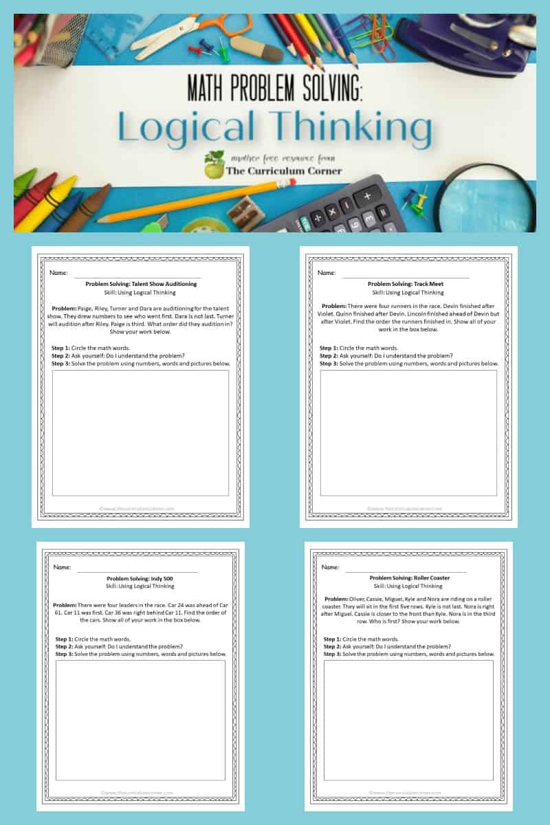 Problem Solving: Logical Thinking - The Curriculum Corner 4-5-6