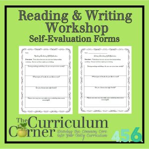 Reading & Writing Workshop Self Evaluation Forms by The Curriculum Corner