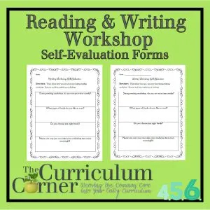 Reading & Writing Workshop Self Evaluation Forms by The Curriculum Corner