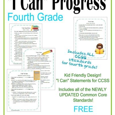 Kid Clip Art I Can Statements 4th Grade CCSS Checkboxes