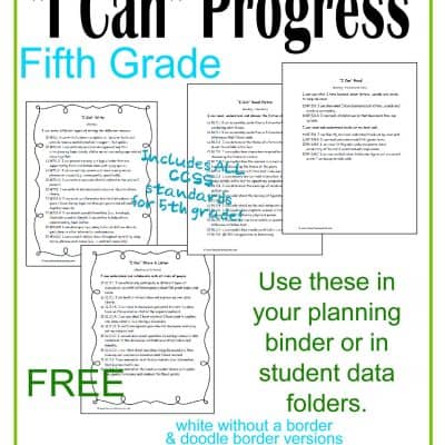 I Can Statements 5th Grade CCSS Progress Checkboxes