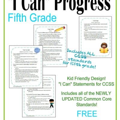 Kid Clip Art I Can Statements 5th Grade CCSS Checkboxes