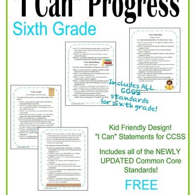 Kid Clip Art I Can Statements 6th Grade CCSS Checkboxes