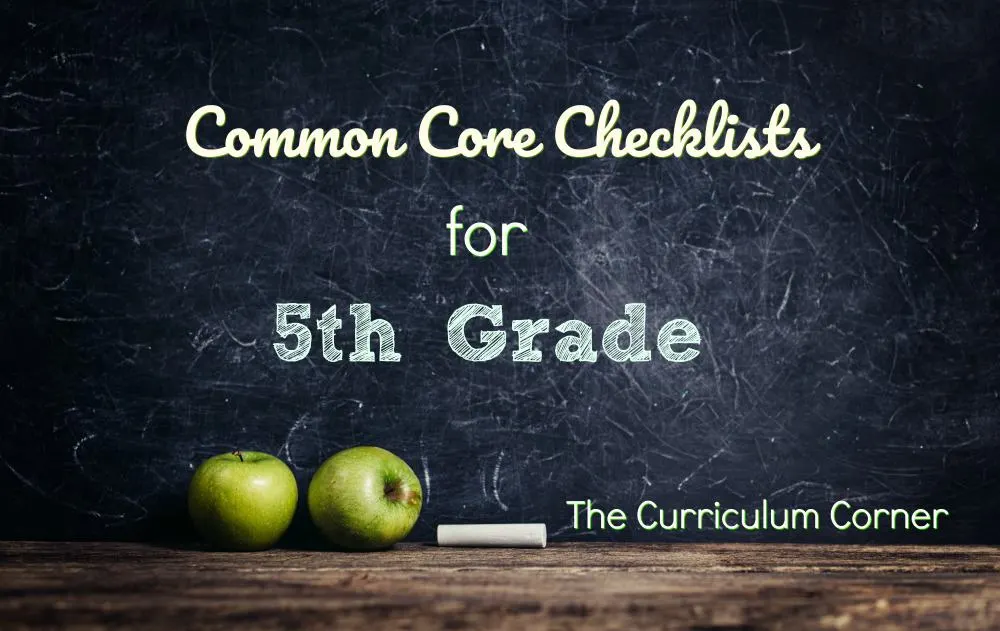 5th Grade Common Core Checklists from The Curriculum Corner