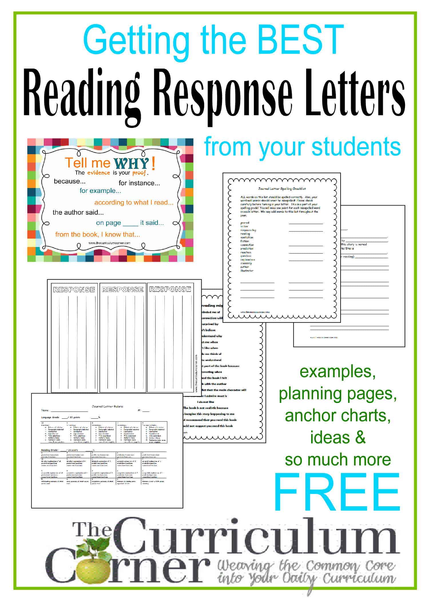 Reading Response Letters - The Curriculum Corner 4-5-6