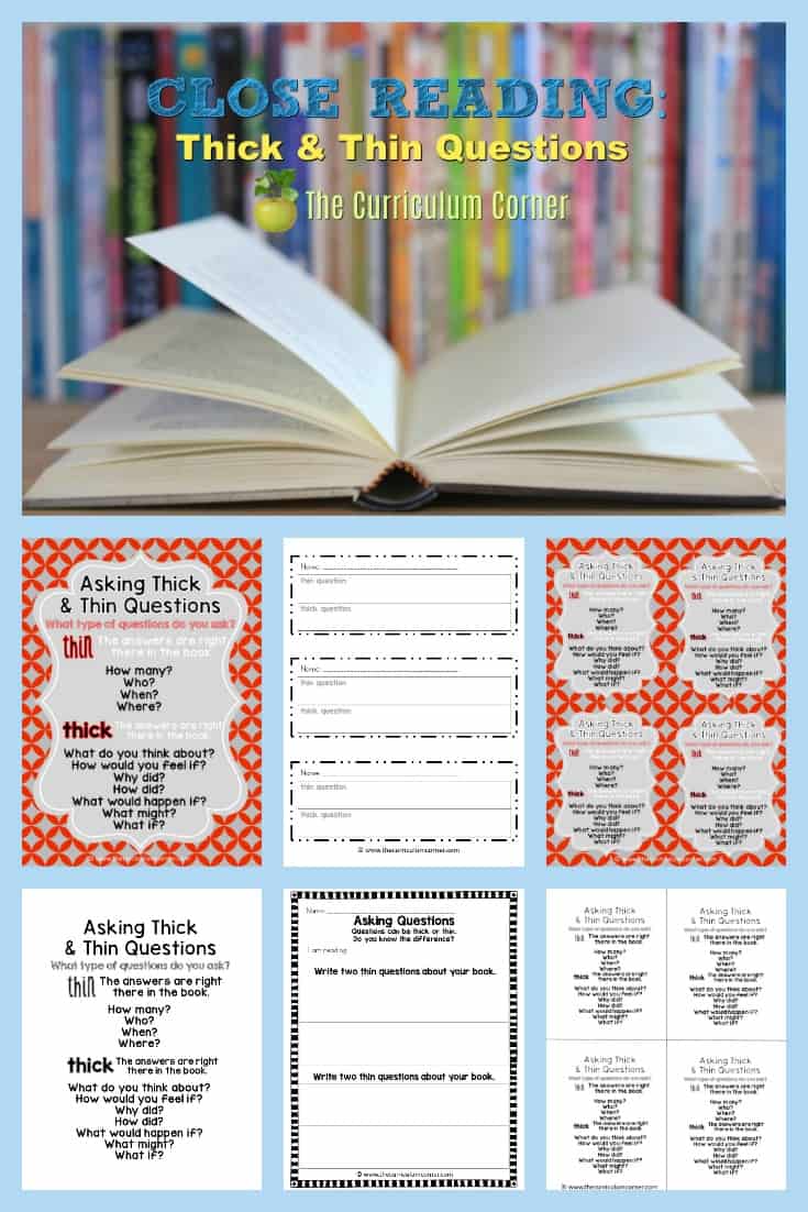 This free focus on close reading resource helps you teach students how to differentiate and form thick and thin questions. from The Curriculum Corner