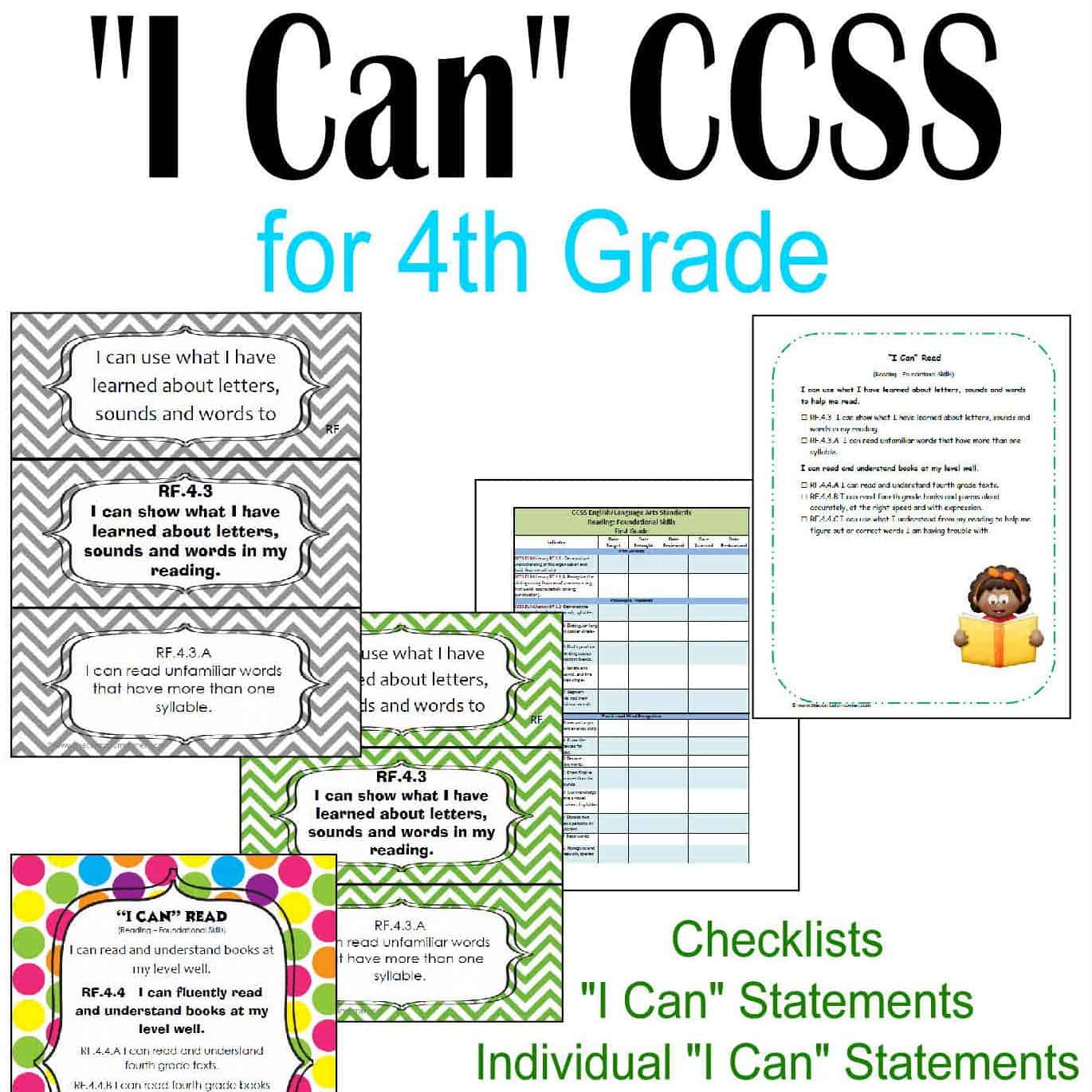 Everything "I Can" Common Core for Fourth Grade FREE from The Curriculum Corner | 4th Grade I Cans