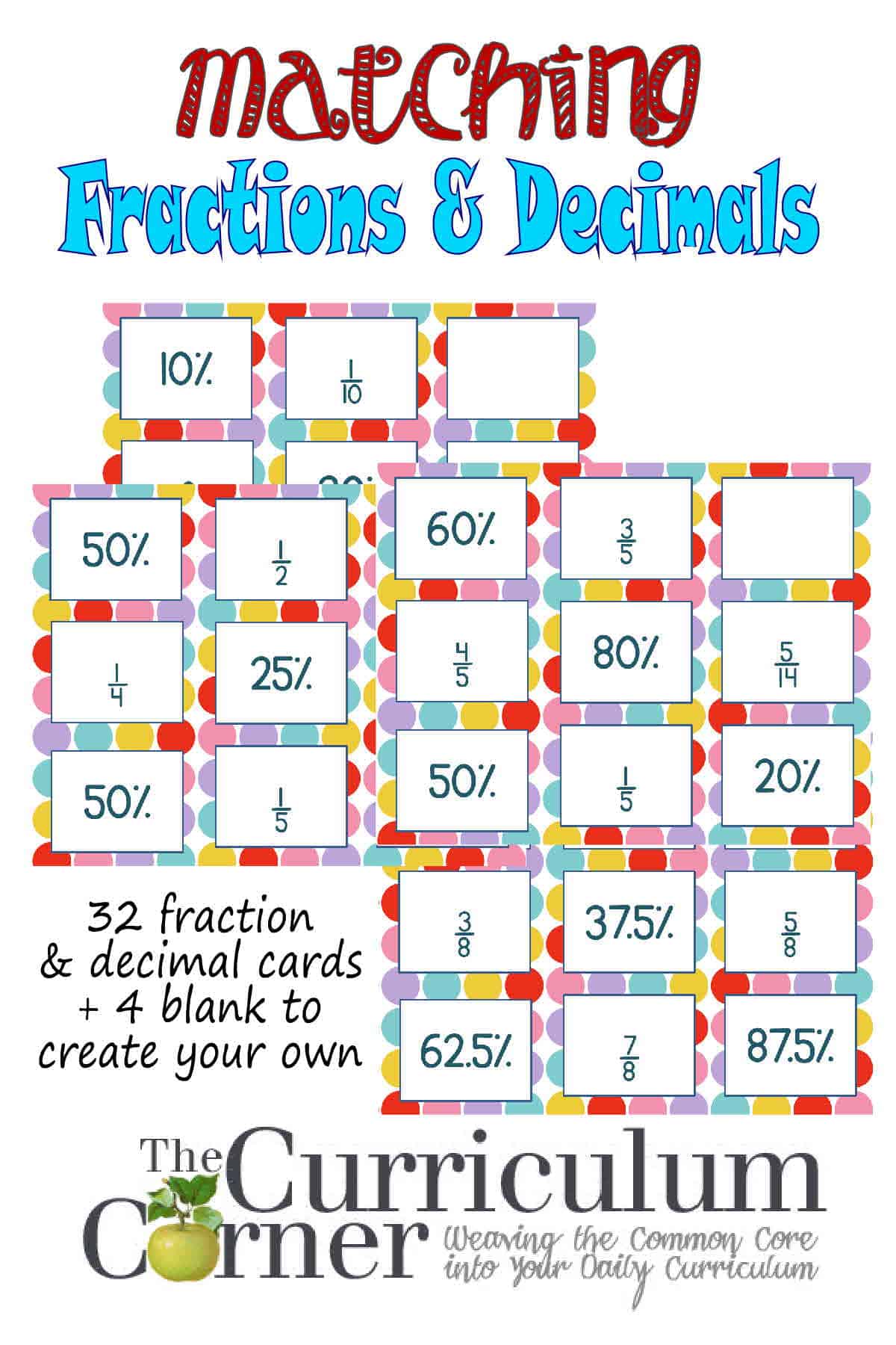 decimals-fractions-matching-cards-the-curriculum-corner-4-5-6