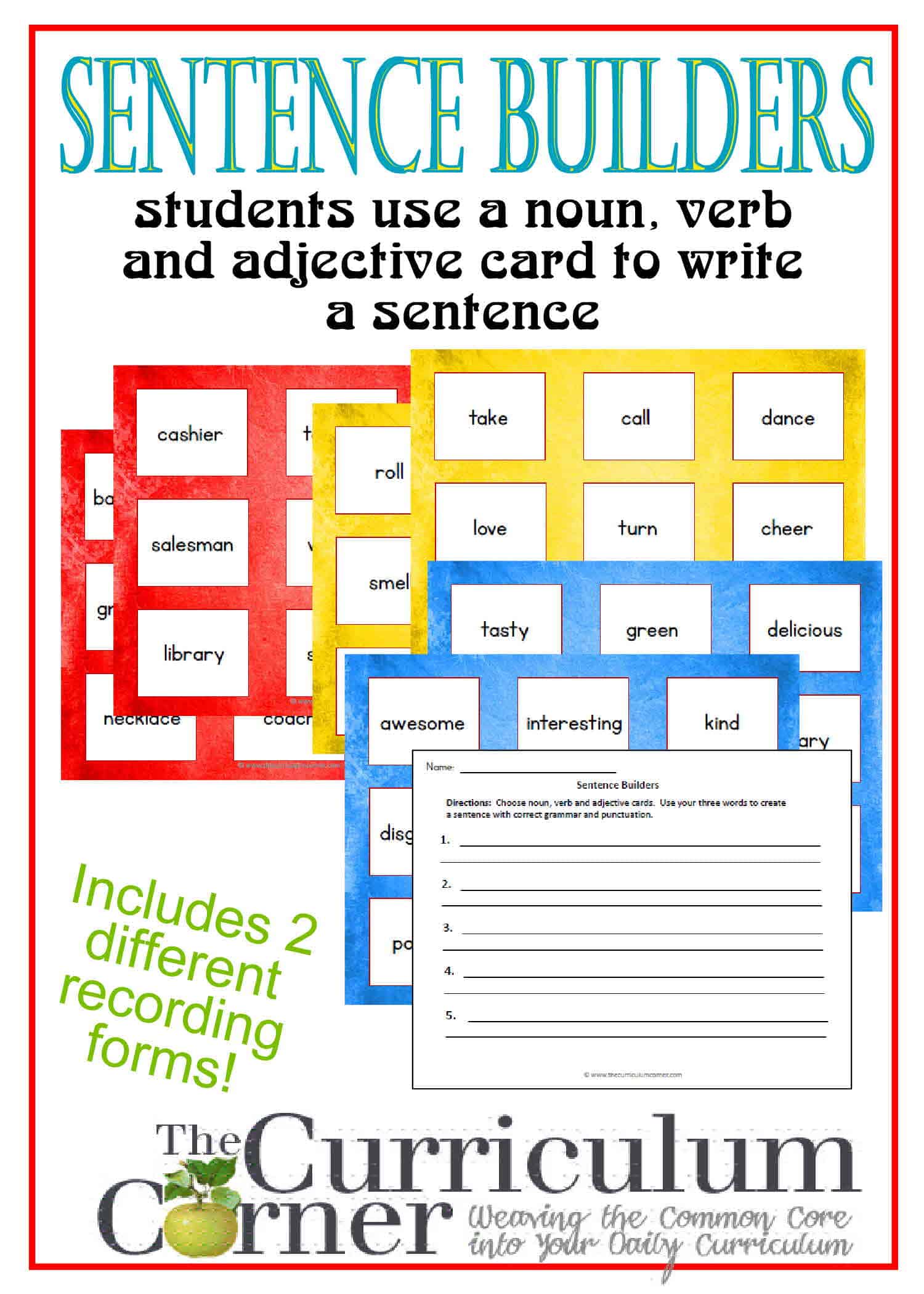 Sentence Builder Cards - The Curriculum Corner 4-5-6