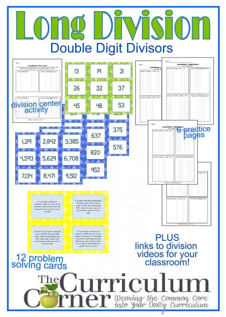 ong Division:  Dividing by a Double Digit Divisor | Center Activity | Practice Pages | Problem Solving Cards | Links to division videos