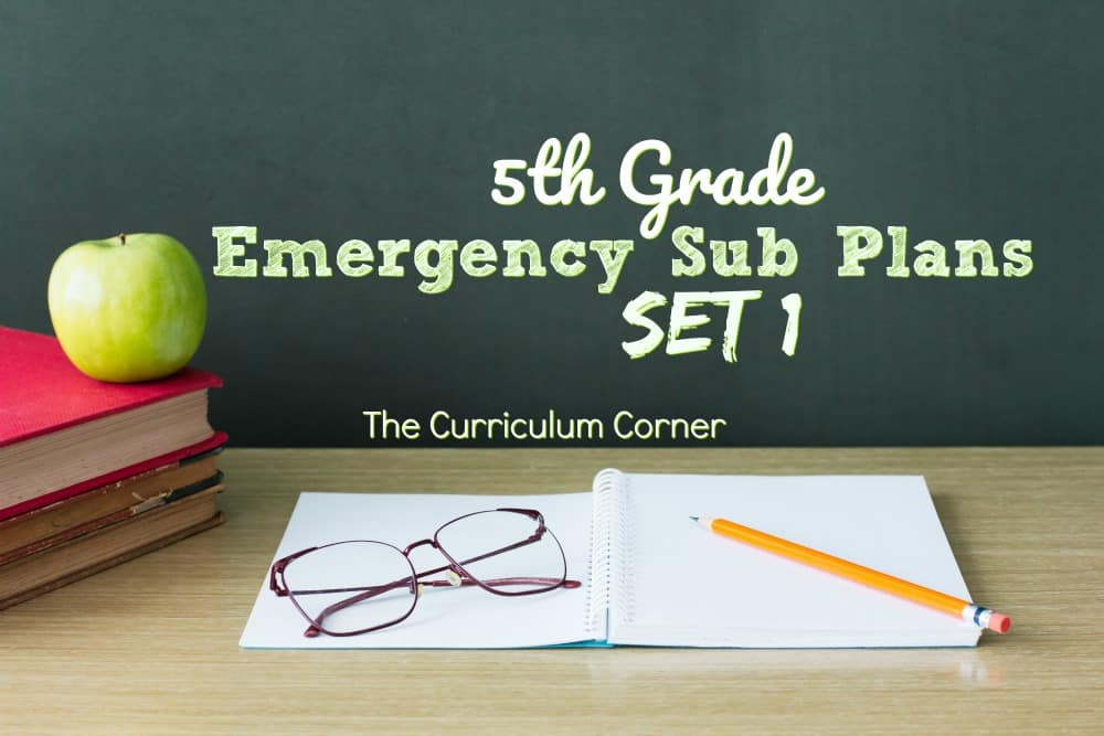 5th Grade Emergency Sub Plans Set 1 from The Curriculum Corner