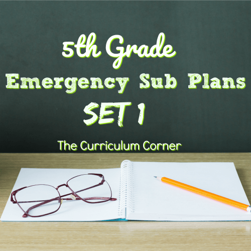 5th Grade Emergency Sub Plans Set 1 from The Curriculum Corner