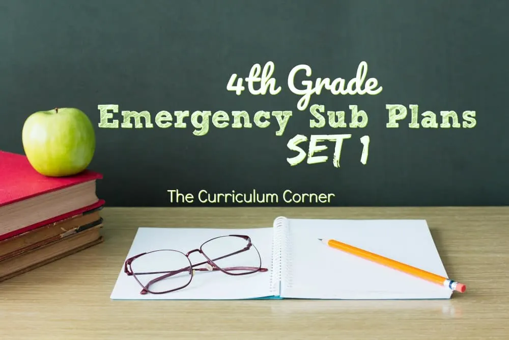 4th Grade Emergency Sub Plans Set 1 from The Curriculum Corner