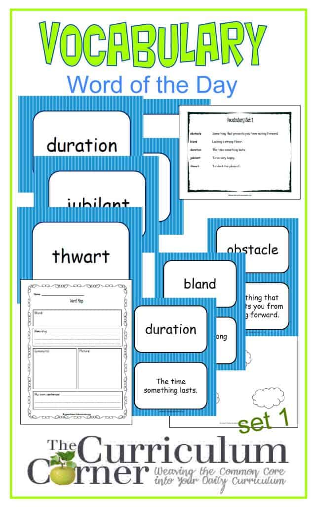 Vocabulary Word of the Day Set 1 FREE from The Curriculum Corner | includes word map