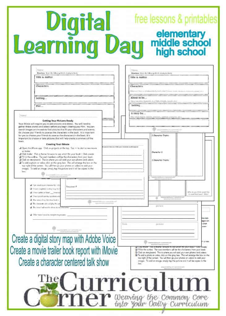 Digital Learning Day lessons and printables for elementary, middle school and high school classrooms, free from The Curriculum Corner