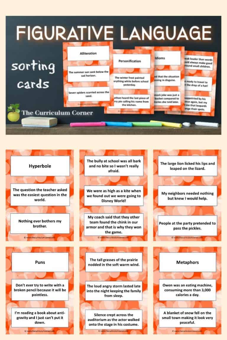 Figurative Language Cards The Curriculum Corner 456