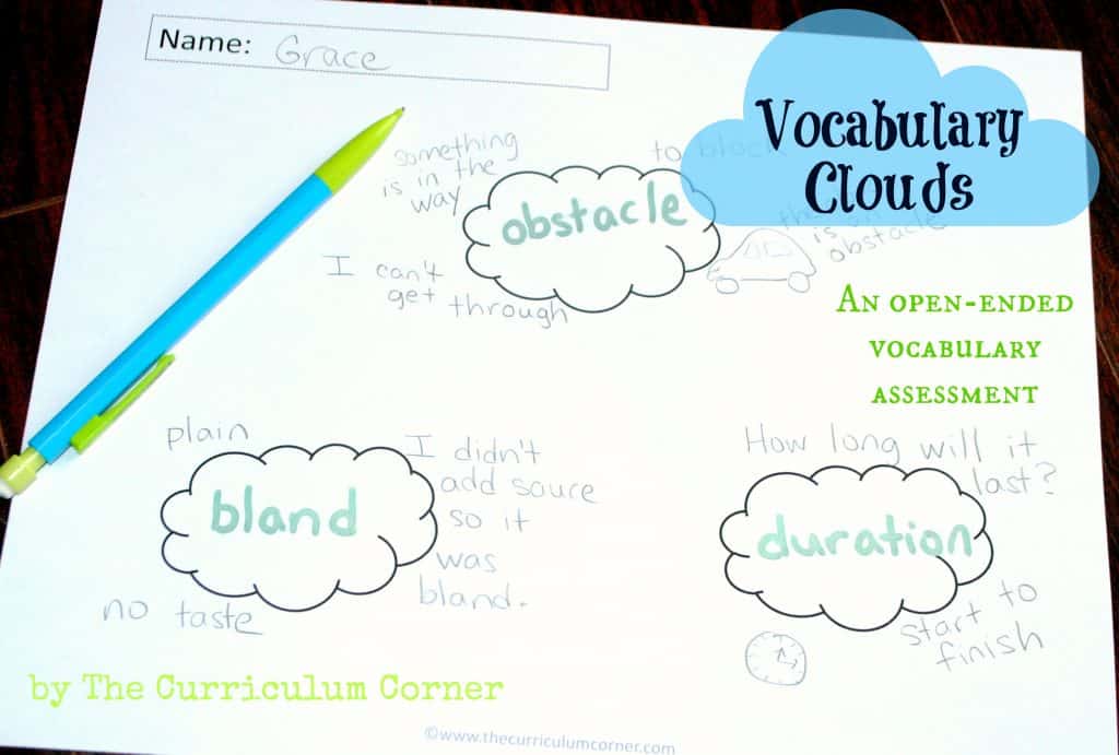 Vocabulary Clouds: An Open-Ended Vocabulary Assessment by The Curriculum Corner