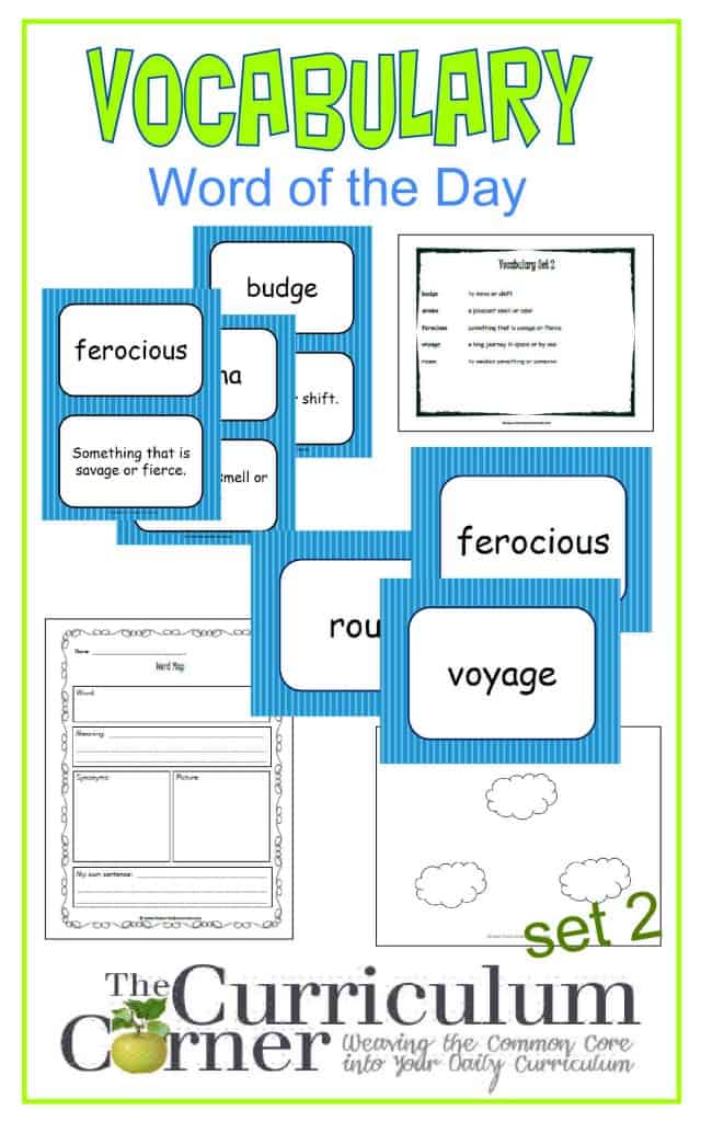Vocabulary Word of the Day Set 2 FREE from The Curriculum Corner | includes word map