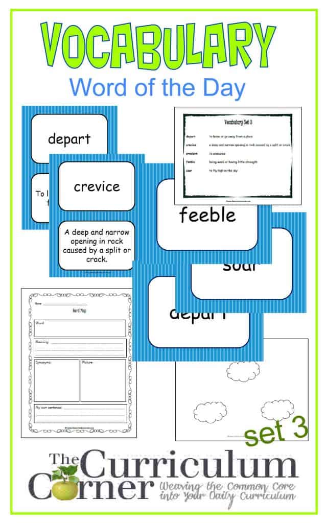 Vocabulary Word of the Day Set 3 FREE from The Curriculum Corner | includes word map