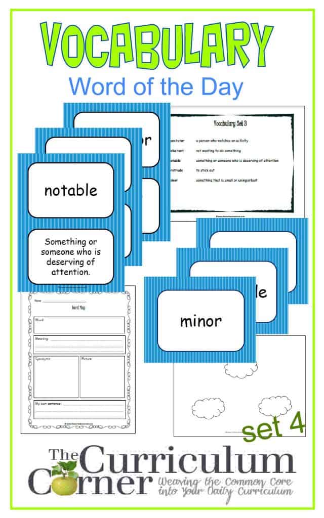 Vocabulary Word of the Day Set 4 FREE from The Curriculum Corner | includes word map