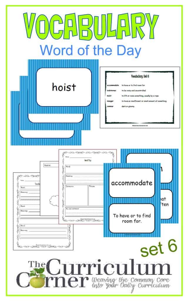 Vocabulary Word of the Day Set 6 FREE from The Curriculum Corner | includes word map