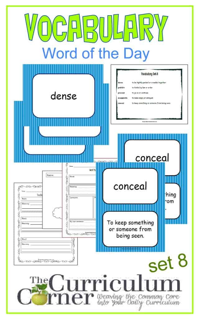 Vocabulary Word of the Day Set 8 FREE from The Curriculum Corner | includes word map