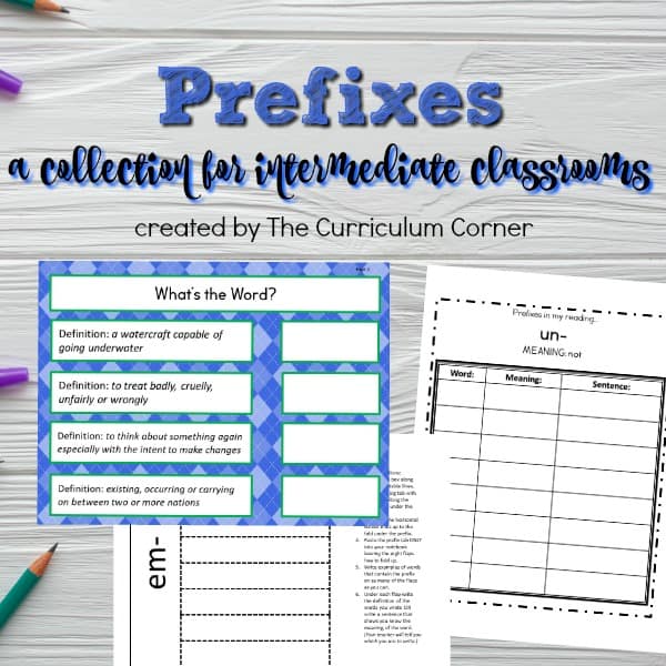 Use this free collection of prefix resources for prefix practice in your fourth or fifth grade classroom.