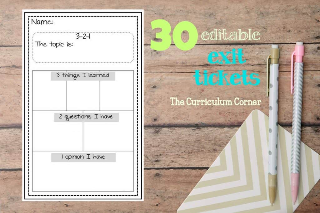FREEBIE!!! 30 Editable Exit Tickets from The Curriculum Corner