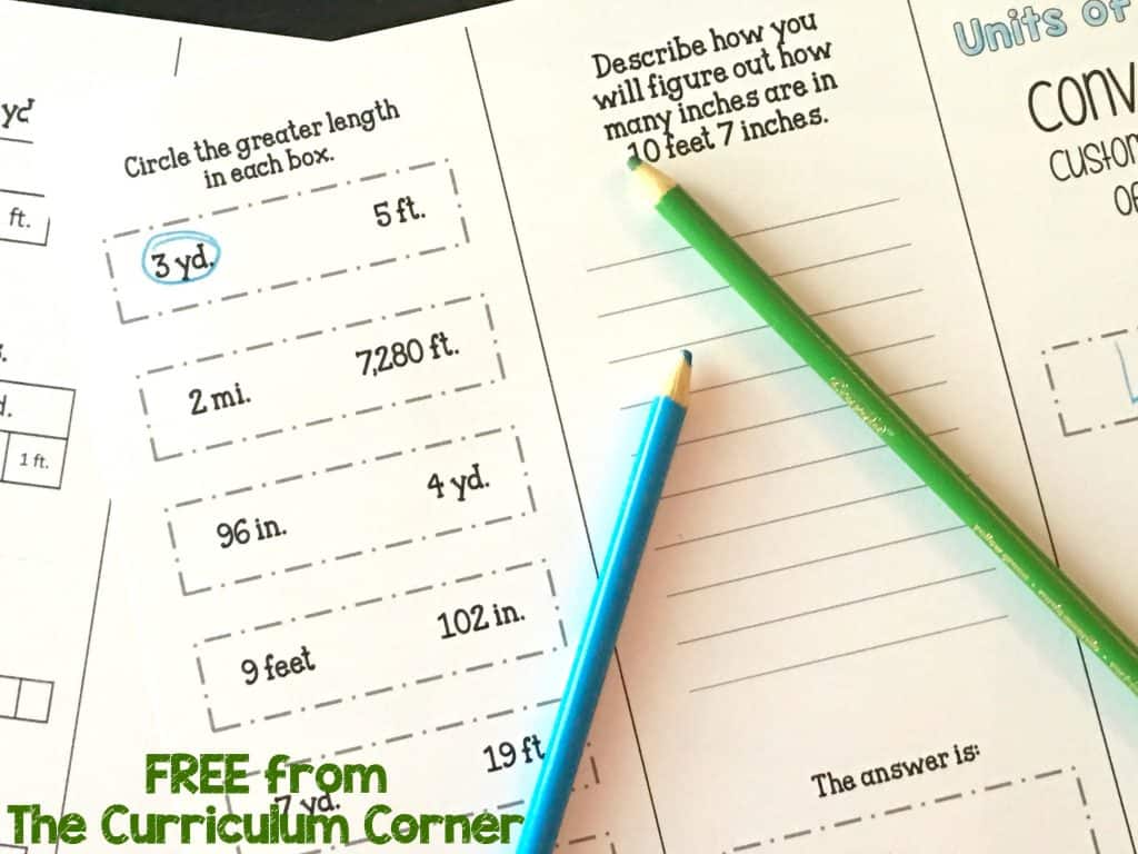 FREE Practice! Converting Customary Units of Length Measurement Math Practice Brochure from The Curriculum Corner