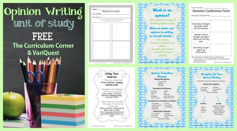 Opinion Writing Unit of Study - The Curriculum Corner 4-5-6