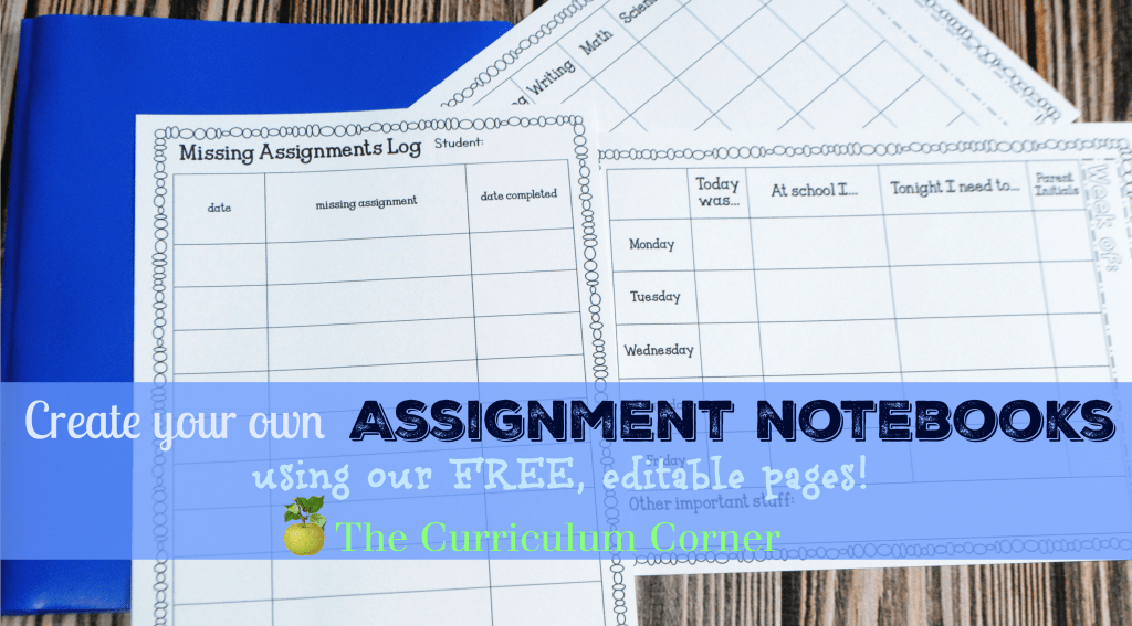 FREEB - Help your students get organized! editable student planning binder & assisngment notebook pages for students! From The Curriculum Corner