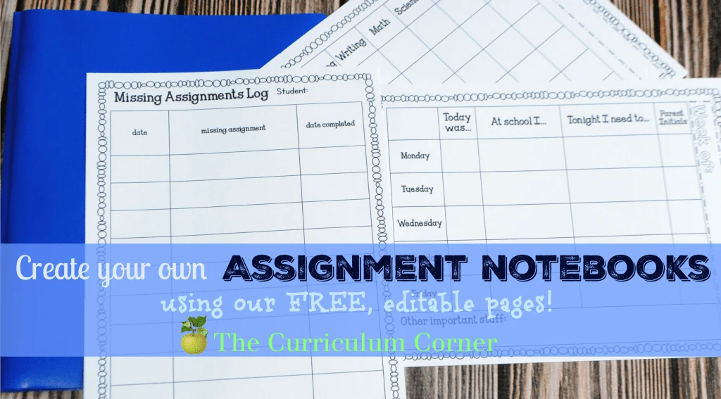 FREEB - Help your students get organized! editable student planning binder & assisngment notebook pages for students! From The Curriculum Corner