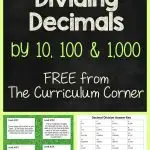 FREEBIE Dividing Decimals Task Cards & Scoot Game FREE from The Curriculum Corner | 4th Grade | 5th Grade | 6th Grade | Math Centers