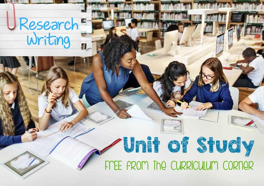 Research Writing Unit of Study FREE from The Curriculum Corner - mini lessons, anchor charts, graphic organizers & more!