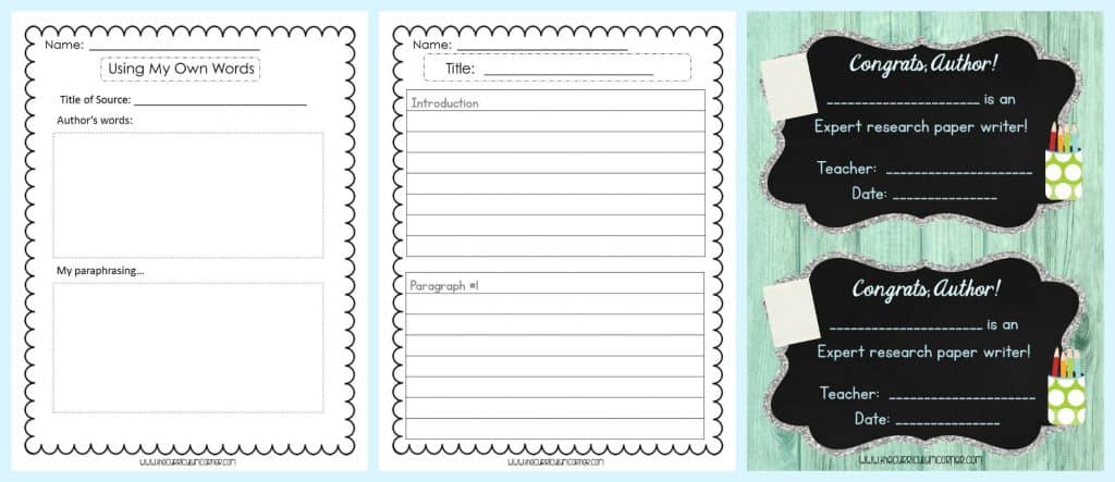 Free unit! Research Writing Unit of Study FREE from The Curriculum Corner - mini lessons, anchor charts, graphic organizers & more!