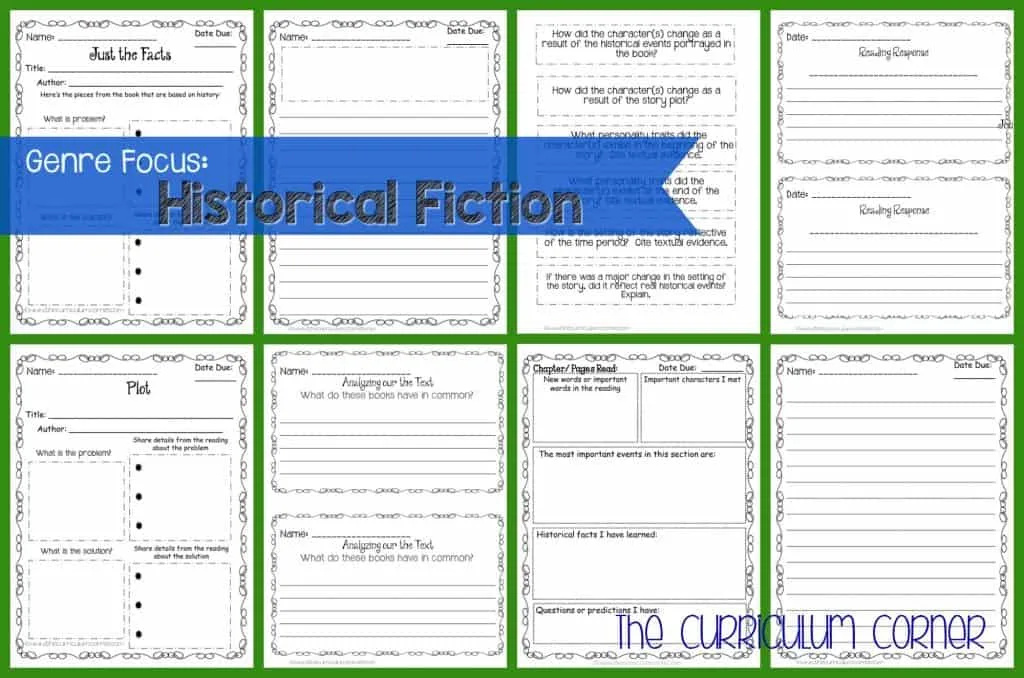 FREE Historical Fiction Reading Collection from The Curriculum Corner | Reading Workshop | Intermediate Classrooms | FREEBIE | 4th & 5th Grades