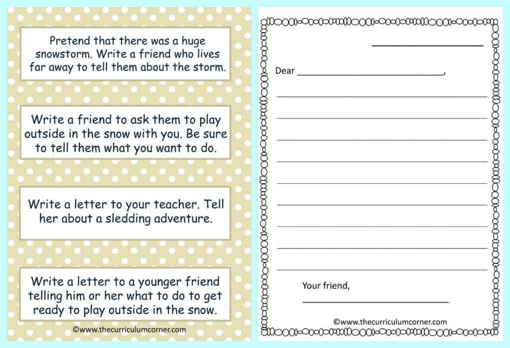 FREE Fantastic Flurries Winter Reading Centers from The Curriculum Corner Friendly Letter