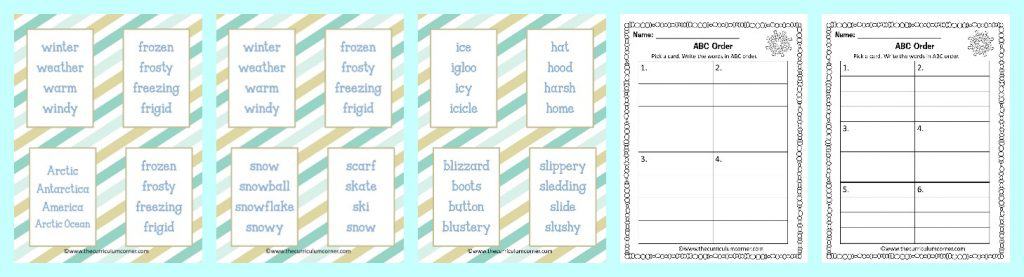 FREE Fantastic Flurries Winter Reading Centers from The Curriculum Corner ABC Order