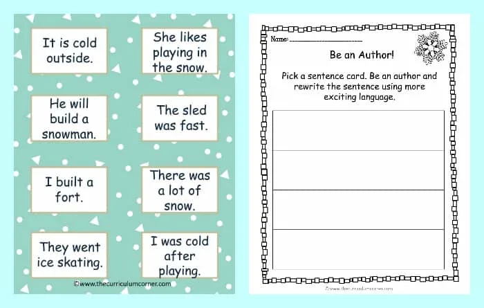 FREE Fantastic Flurries Winter Reading Centers from The Curriculum Corner Writing like an Author